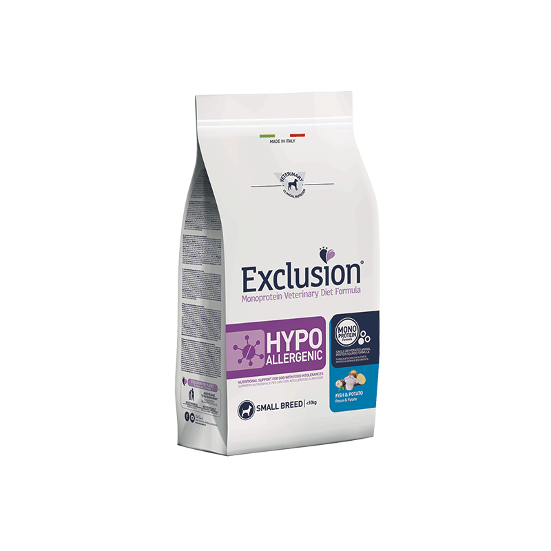 Exclusion Hypoallergenic maistas su žuvimi ir bulvėmis mažų veislių šunims, 2 kg