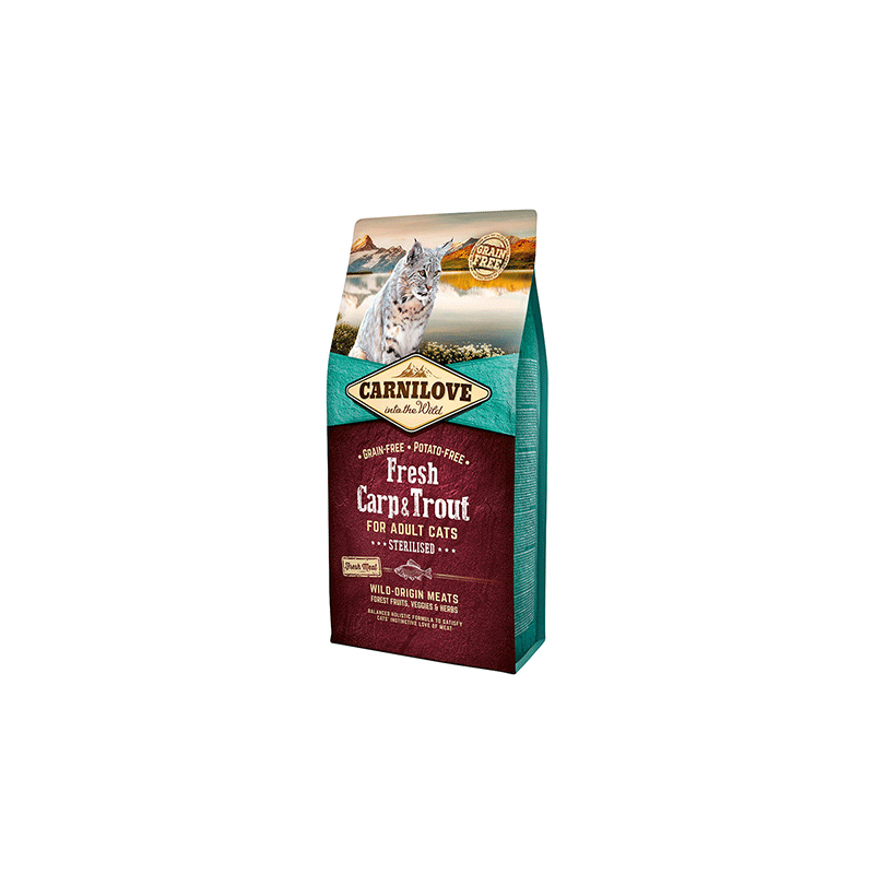 Carnilove Fresh Carp & Trout Sterilised pašaras sterilizuotoms katėms, 6 kg