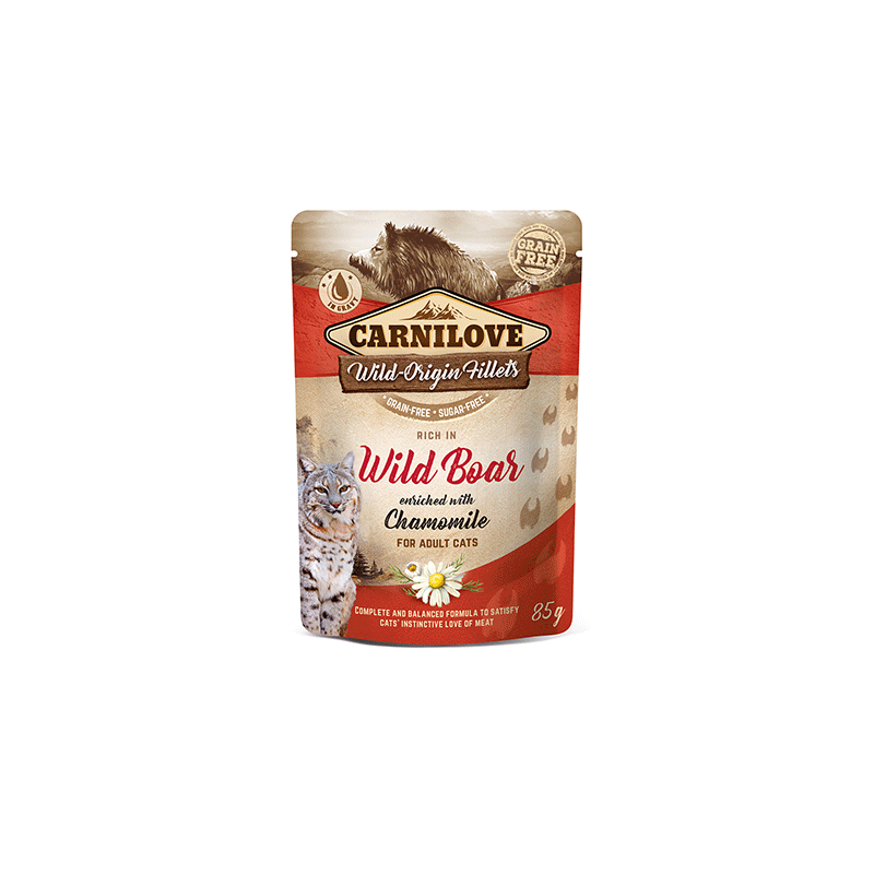 Carnilove Wild Boar Chamomile konservai su šerniena ir ramunėlėmis katėms, 85 g
