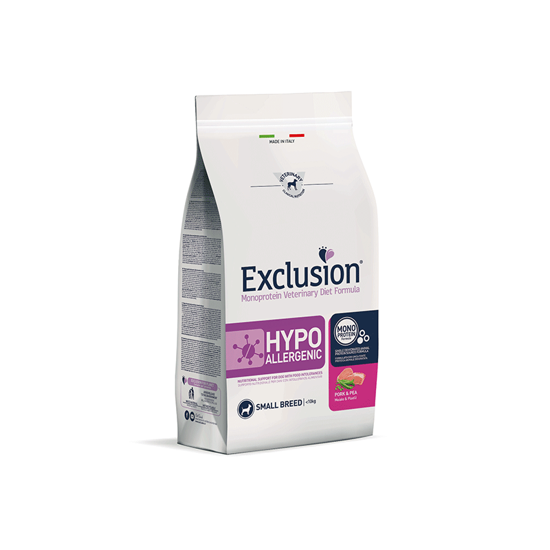 Exclusion Hypoallergenic maistas su kiauliena ir žirniais mažų veislių šunims, 7 kg