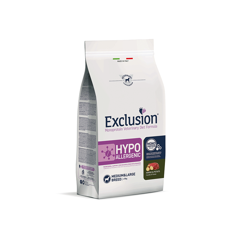 Exclusion Hypoallergenic maistas šunims su arkliena ir bulvėmis, M/L, 2 kg