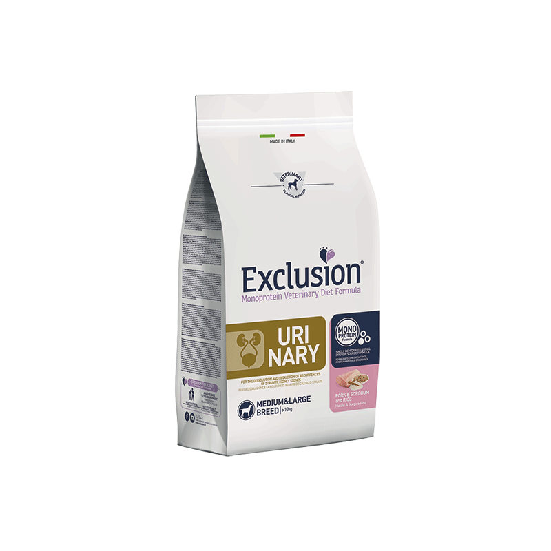 Exclusion Urinary maistas šunims su kiauliena ir sorgo kruopomis, M/L, 2 kg