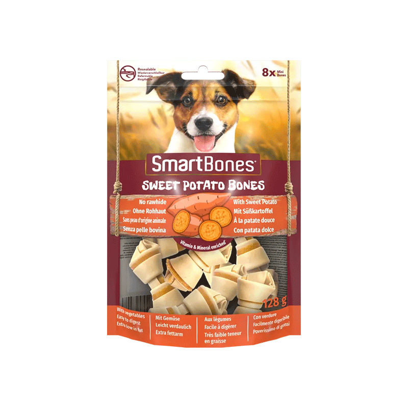 SmartBones Sweet Potato Bones skanėstai su batatais mažų veislių šunims, 8 vnt.