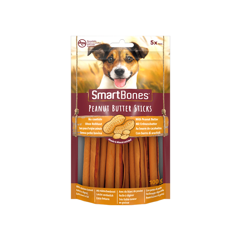 SmartBones Peanut Butter Sticks lazdelės su riešutų sviestu šunims, 5 vnt.