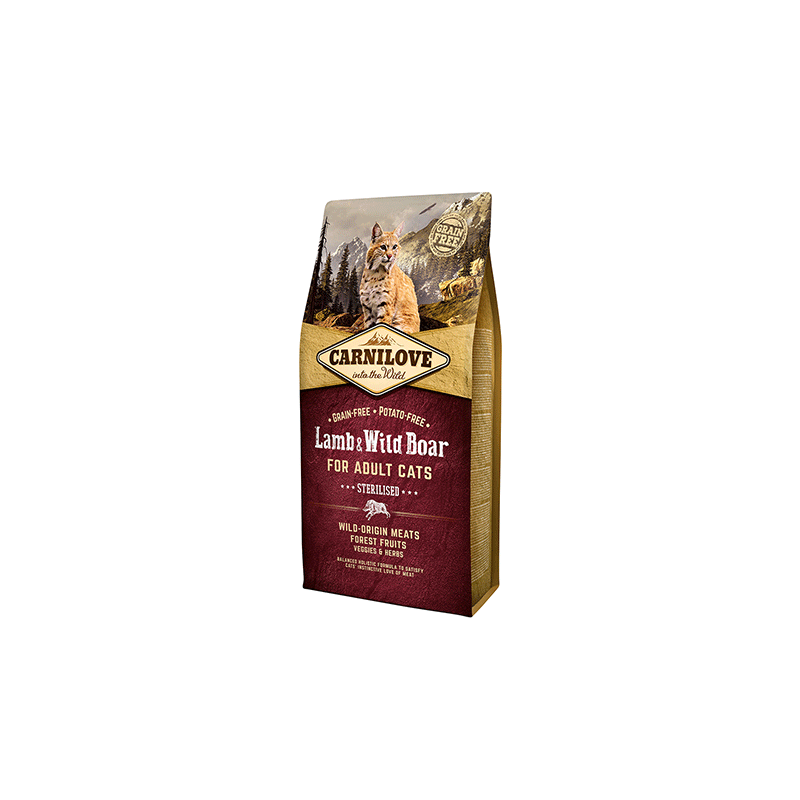 Carnilove Lamb & Wild Boar Sterilised sausas pašaras katėms, 6 kg