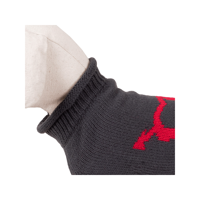 Happet pilkas megztinis su širdelėmis šuniui, 30 cm