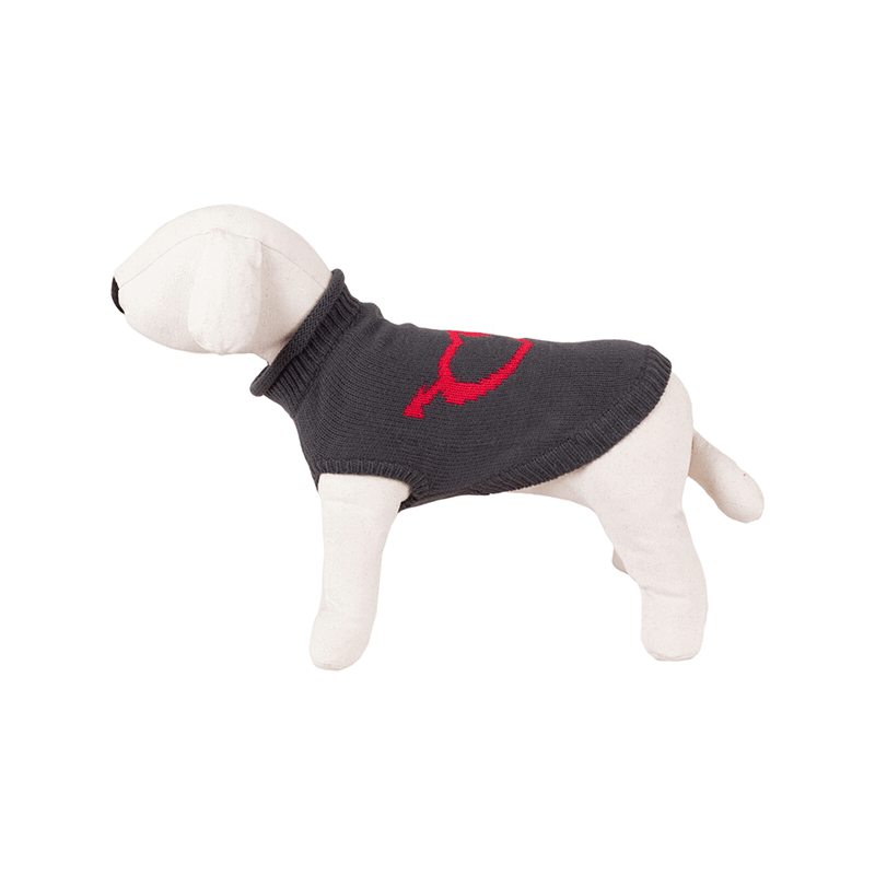 Happet pilkas megztinis su širdelėmis šuniui, 35 cm