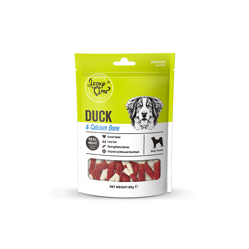 Jerky Time Duck & Calcium Bone antienos ir kalcio kauliukai šunims, 80 g