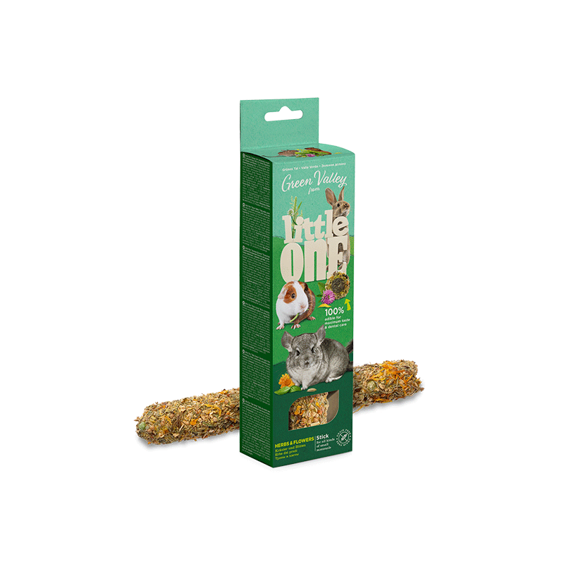 Little One Green Valley lazdelė su žolelėmis ir gėlėmis skanėstas graužikams, 160 g