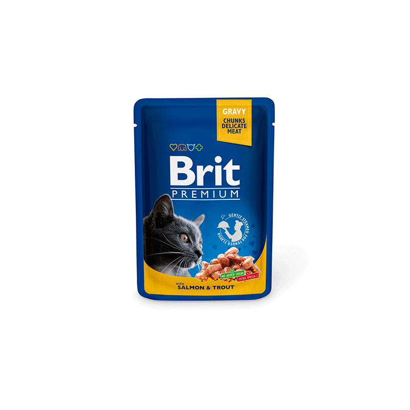 Brit Premium Salmon & Trout konservuotas pašaras katėms, 100 g