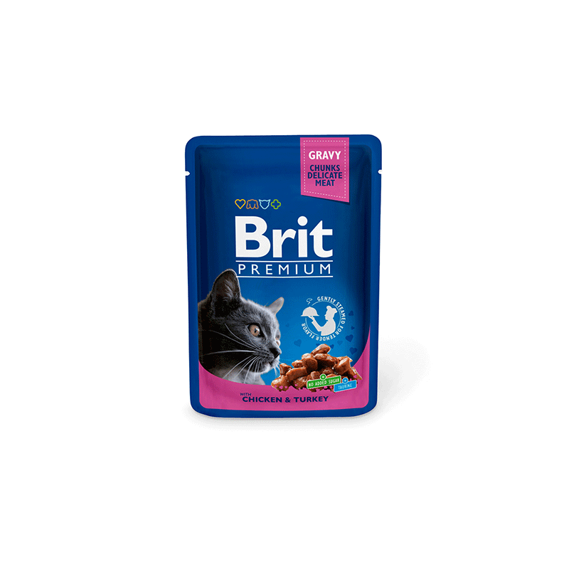 Brit Premium Chicken & Turkey konservai katėms, 100 g