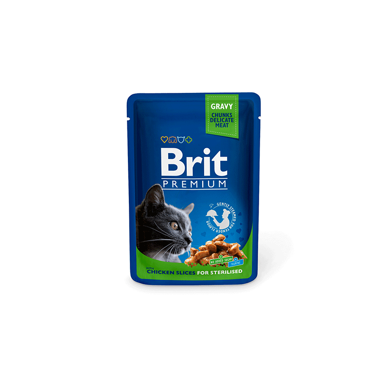 Brit Premium Chicken Sterilised konservuotas pašaras katėms, 100 g