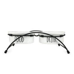 Happet balti, keraminiai dubenėliai su stovu augintiniams, 0,81l