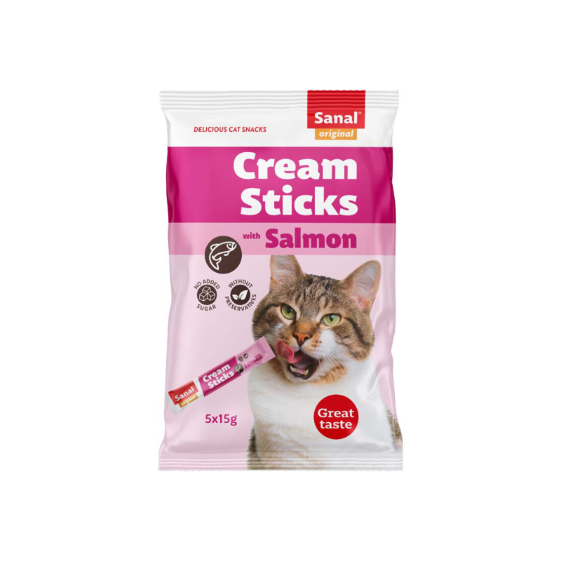 Sanal Cream Sticks Salmon skanėstai katėms, 75 g