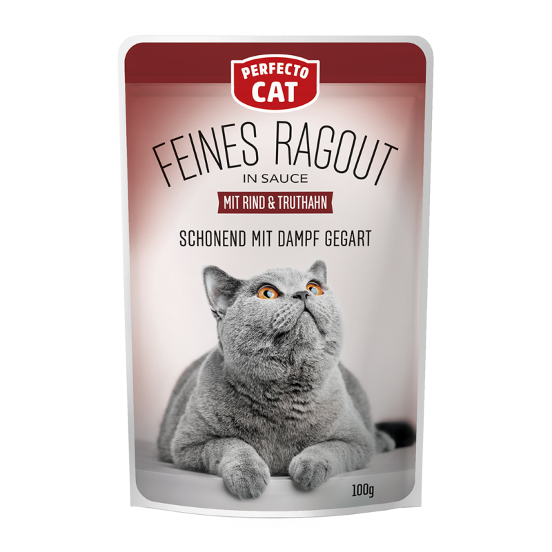 Perfecto Feines Ragout jautienos ir kalakutienos konservai katėms, 100 g