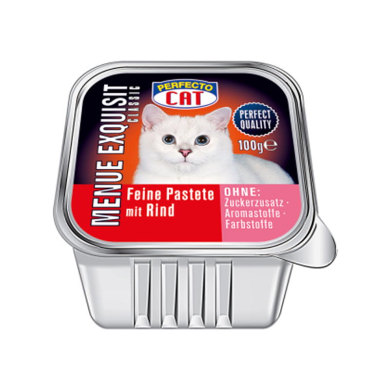 Perfecto Menue Exquisit jautienos paštetas katėms, 100 g