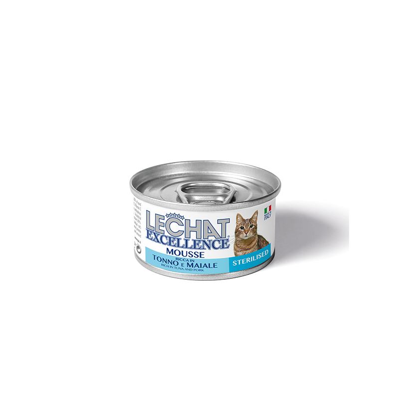 Lechat Exellence tuno ir kiaulienos konservai sterilizuotoms katėms, 85 g