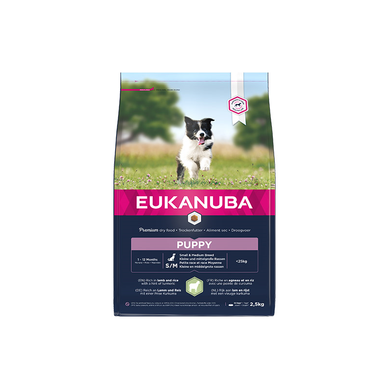 Eukanuba Puppy S/M sausas maistas šunims su ėriena, 2,5 kg
