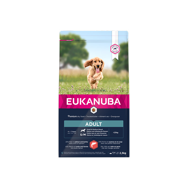 Eukanuba Adult S/M sausas maistas šunims su lašiša, 2,5 kg