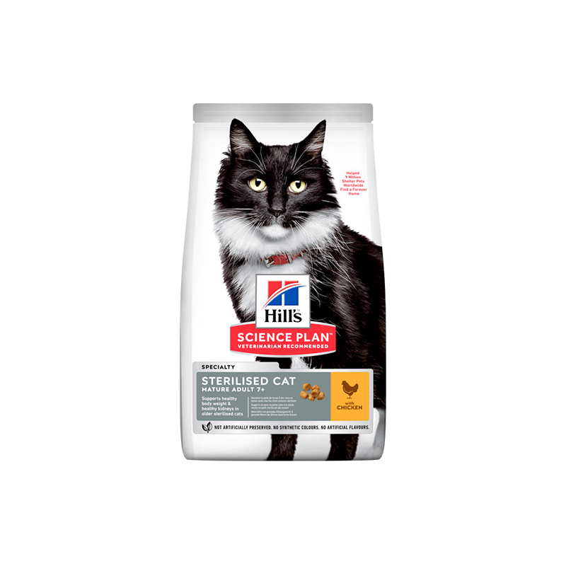 Hill's Sterilised Mature sausas maistas sterilizuotoms katėms, 3 kg