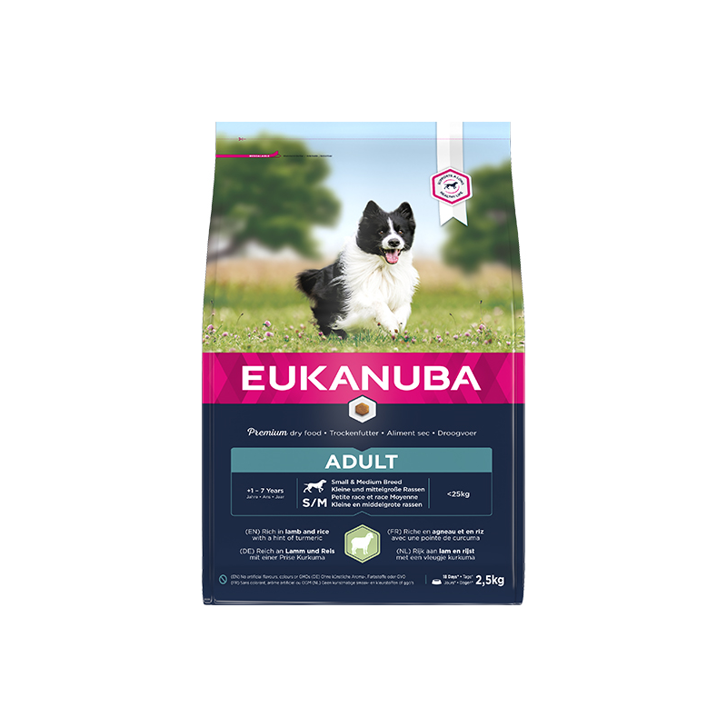 Eukanuba Adult S/M sausas maistas šunims su ėriena, 2,5 kg