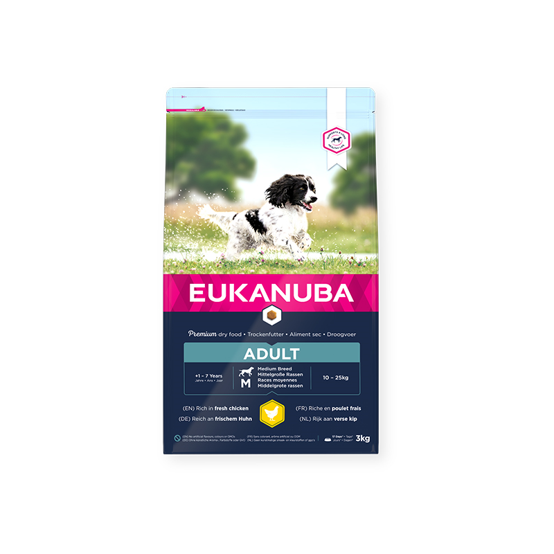 Eukanuba Medium Breed Adult sausas maistas šunims su vištiena, 3 kg