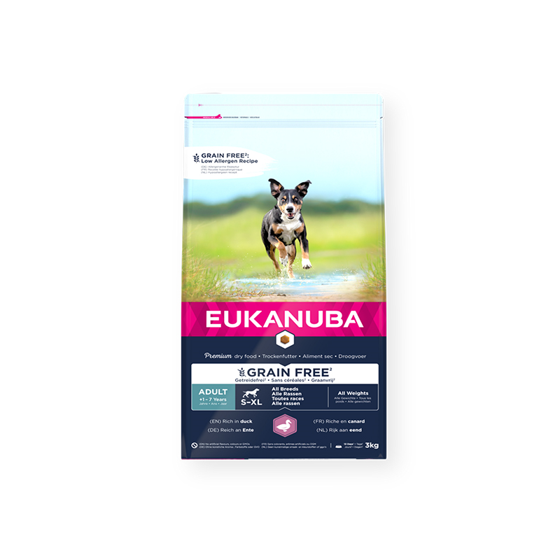 Eukanuba Grain Free Adult maistas šunims su antiena, 3 kg