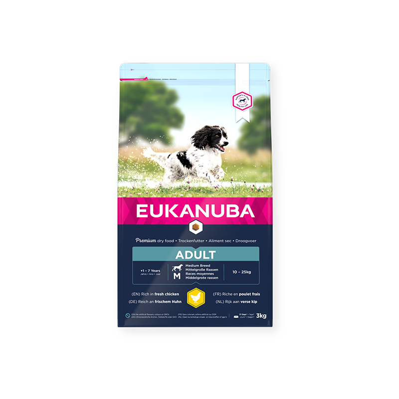 Eukanuba Medium Adult sausas maistas šunims su vištiena, 3 kg