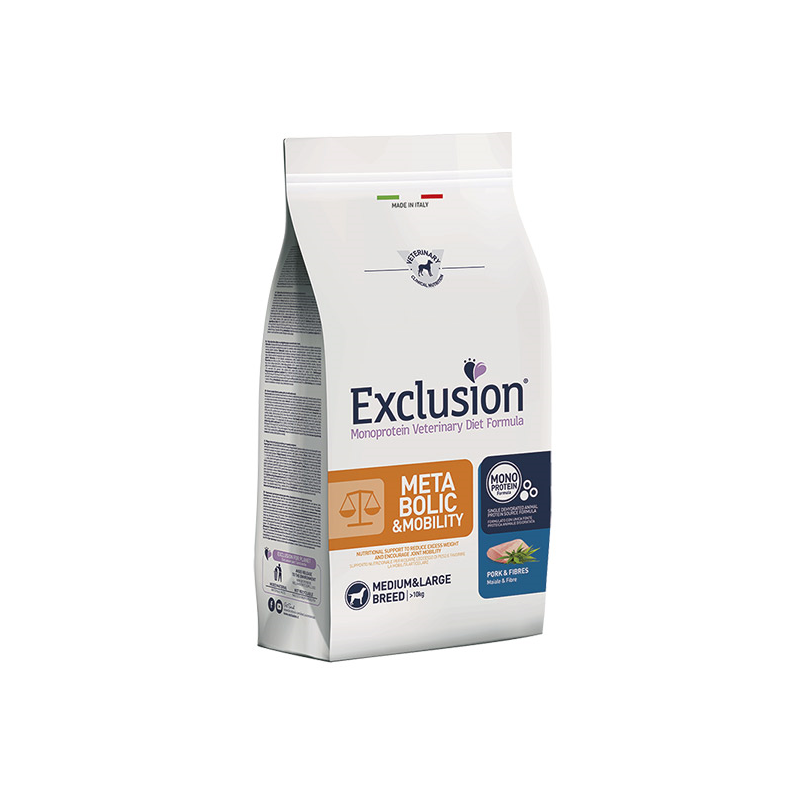 Exclusion Metabolic & Mobility maistas šunims su kiauliena ir kanapėmis, M/L, 12 kg