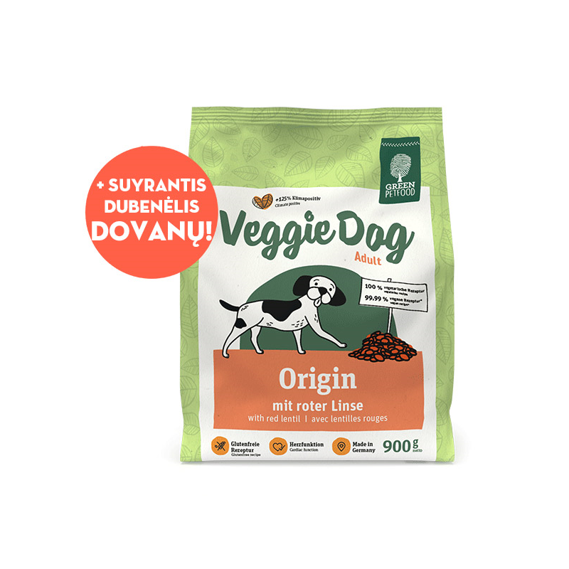 Green Petfood VeggieDog Origin sausas maistas šunims, 900 g