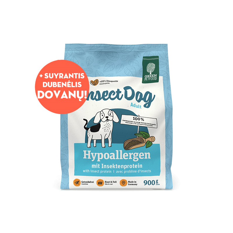 Green Petfood InsectDog Hypoallergen sausas maistas šunims, 900 g