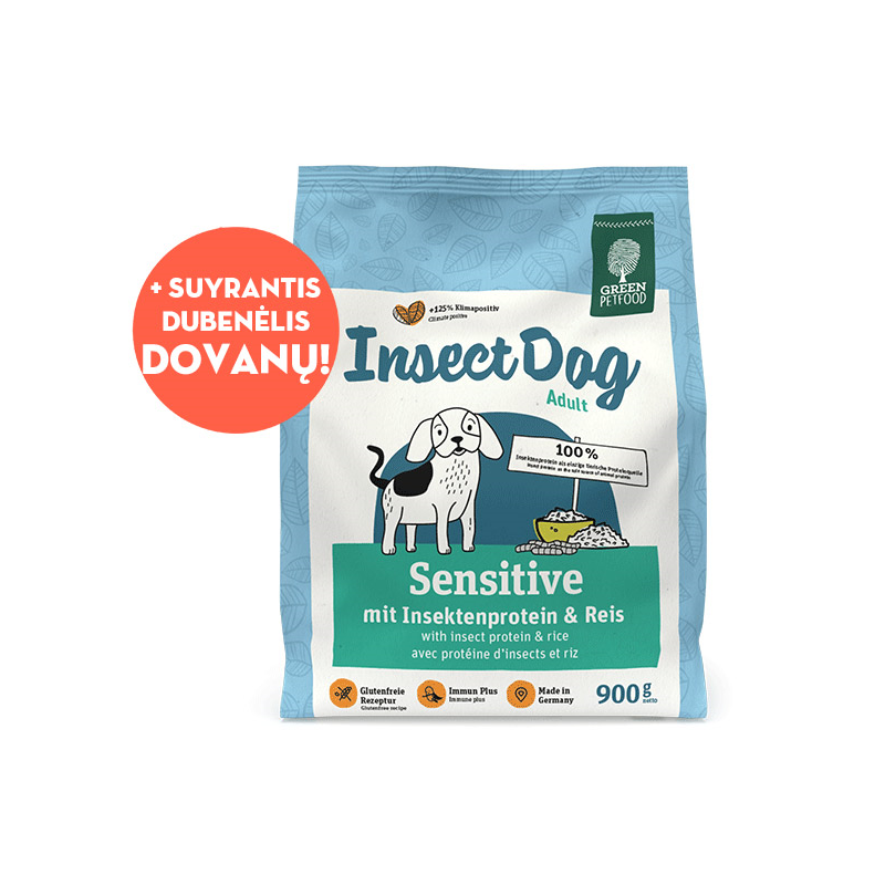 Green Petfood InsectDog Sensitive sausas maistas šunims, 900 g