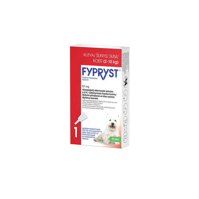 Fypryst antiparazitinis užlašinamasis tirpalas šunims, (2–10 kg), 0,67 mg