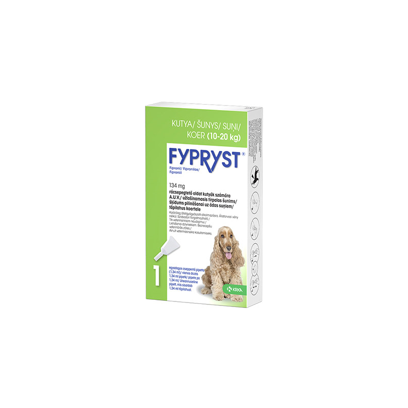 Fypryst antiparazitinis užlašinamasis tirpalas šunims, (10–20 kg, 1,4 mg