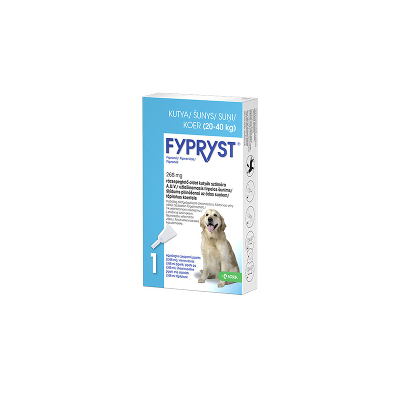 Fypryst antiparazitinis užlašinamasis tirpalas šunims, (20–40 kg), 2,68 mg