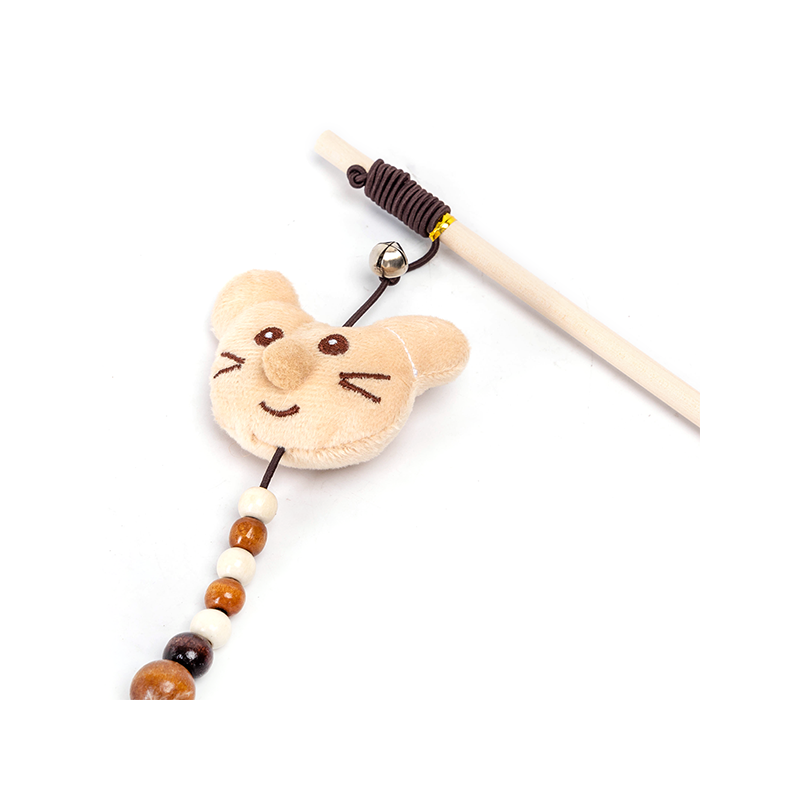 Nobleza lazdelė su meškučiu, plunksna ir katžole žaislas katėms