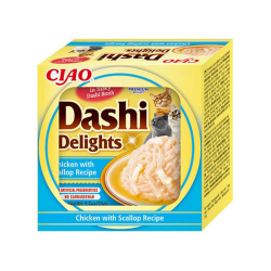 Ciao Dashi Delight plėšyta vištiena su šukutėmis sultinyje katėms, 70 g