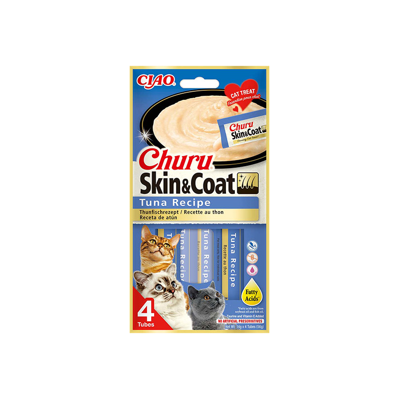 Churu Skin & Coat kreminis skanėstas su tunu katėms, 4 vnt.