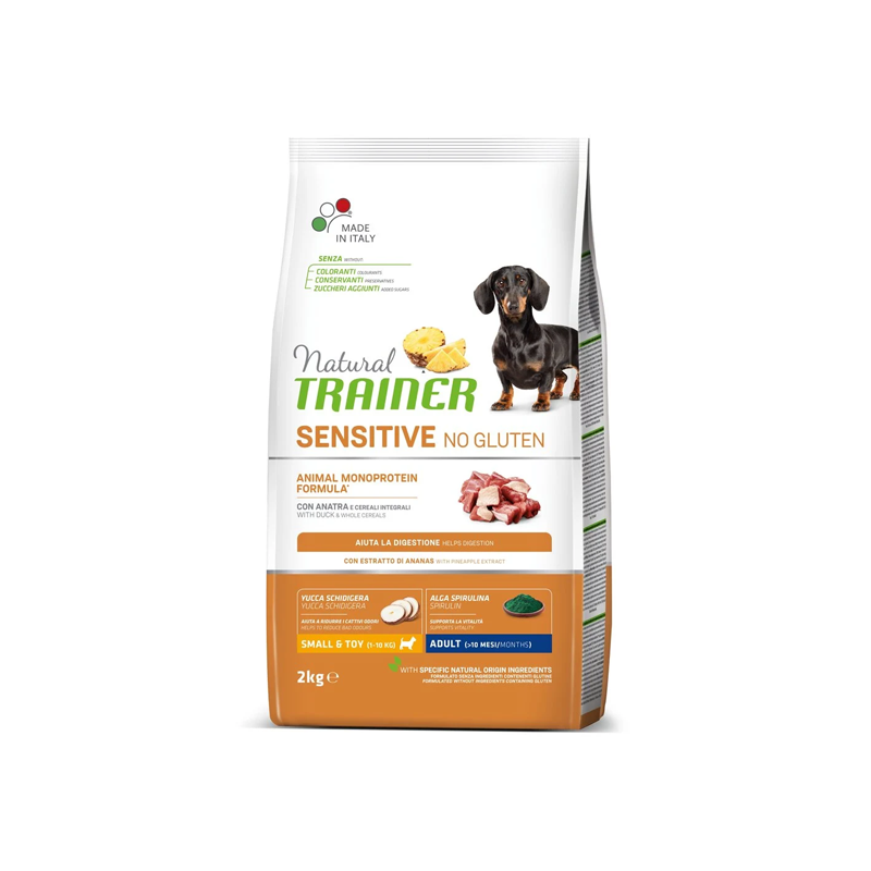 Natural Trainer Sensitive No Gluten maistas su antiena mažų veislių šunims, 2 kg