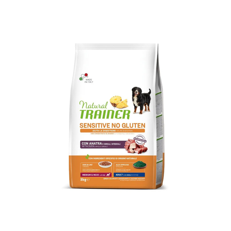 Natural Trainer Sensitive No Gluten maistas su antiena vidutinių, didelių veislių šunims, 3 kg