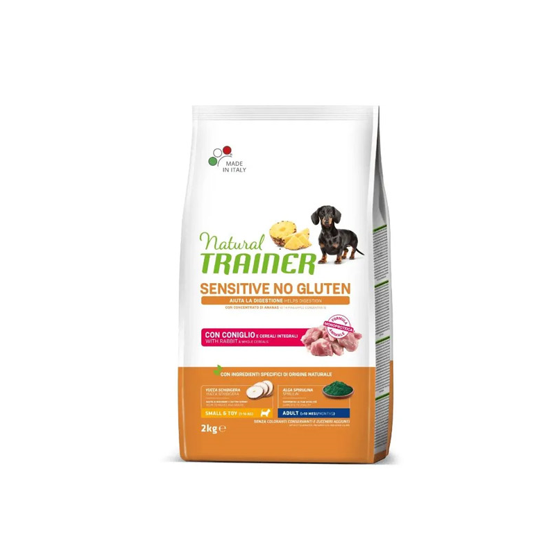 Natural Trainer Sensitive No Gluten sausas maistas su triušiena mažų veislių šunims, 2 kg