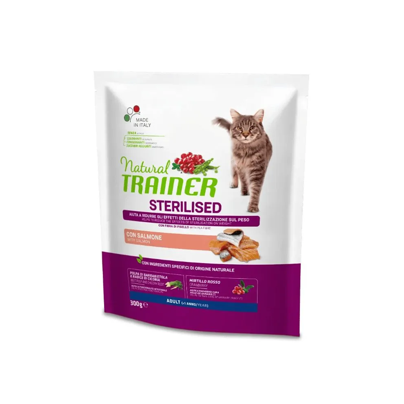 Natural Trainer Cat sausas maistas su lašiša sterilizuotoms katėms, 300 g