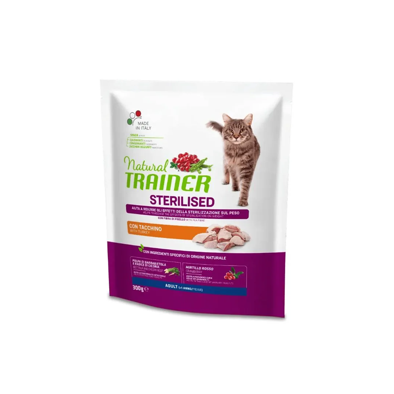 Natural Trainer Cat sausas maistas su kalakutiena sterilizuotoms katėms, 300 g