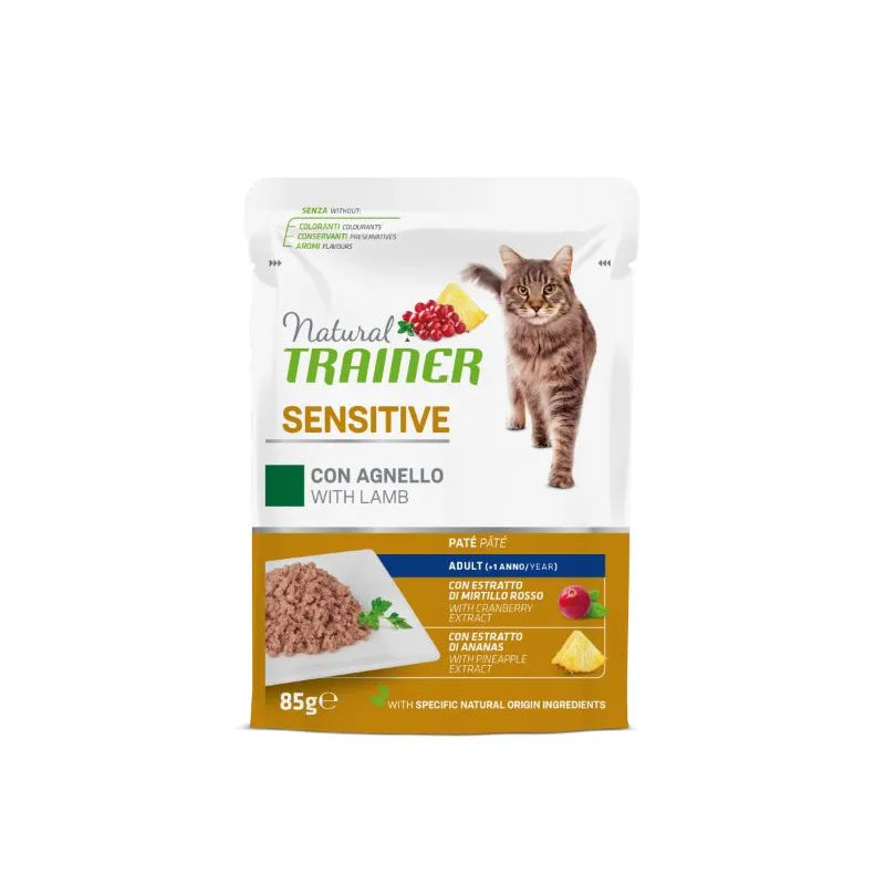 Natural Trainer Cat Sensitive Adult paštetas su ėriena katėms, 85 g