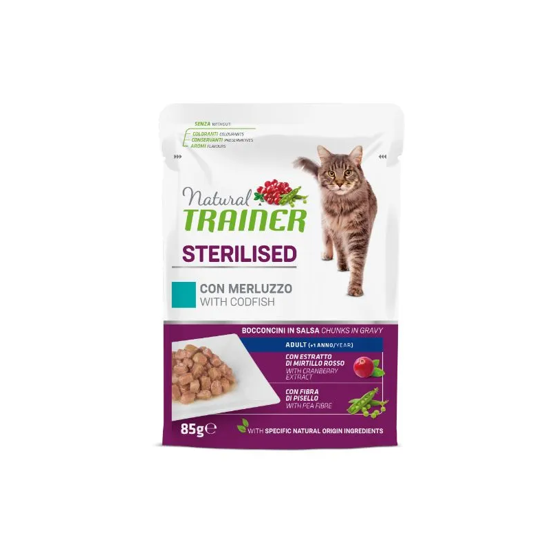 Natural Trainer Cat konservai su menke sterilizuotoms katėms, 85 g