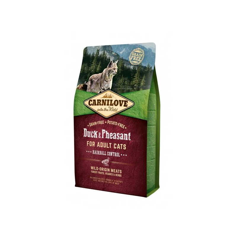 Carnilove Duck & Pheasant Adult Hairball Control sausas pašaras katėms, 2 kg