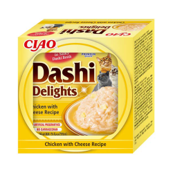 Ciao Dashi Delights plėšyta vištiena su sūriu sultinyje katėms, 70 g
