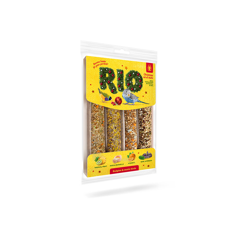 RIO lazdelių rinkinys skanėstai egzotiniams paukščiams, 4x45 g
