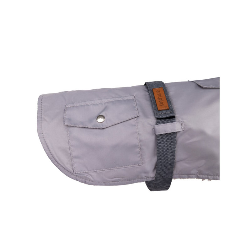 Amiplay Coat Bled pilkas paltas šuniui, 27 cm