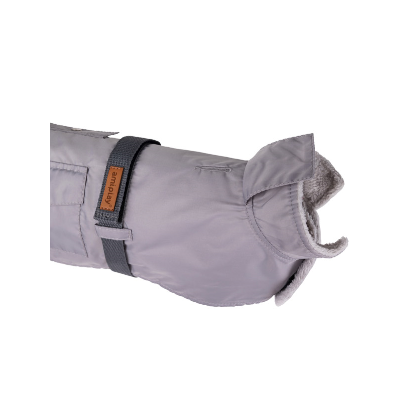Amiplay Coat Bled pilkas paltas šuniui, 27 cm